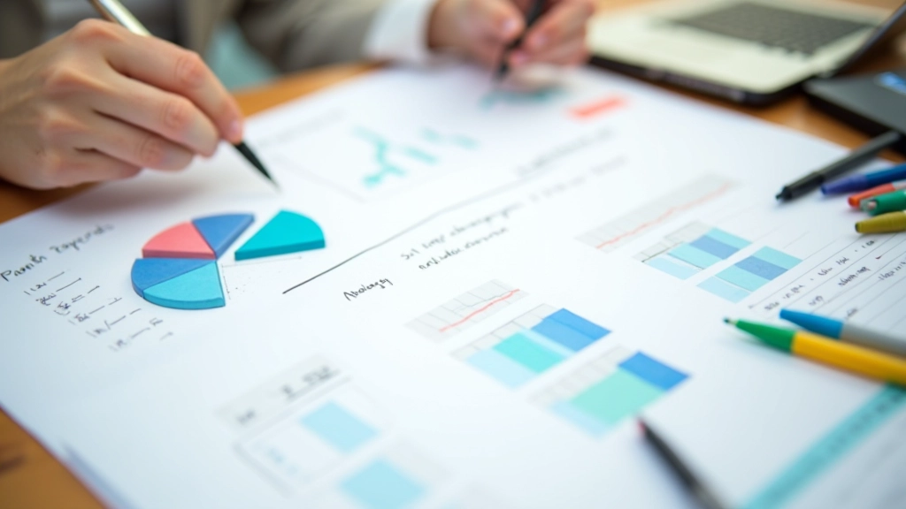 Barevný koláčový graf a sloupcový graf ukazující rozdělení výdajů do kategorií