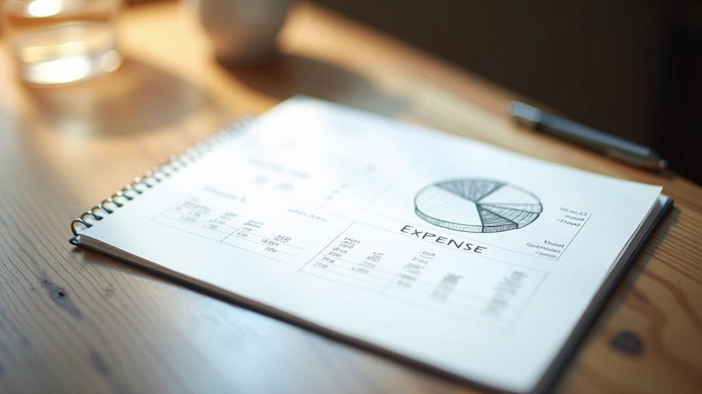 Tabulka s kategorií výdajů barevně oddělená, tužka na papíru s poznámkami